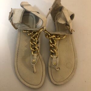 Womens Gold Chain Sandals Size 8.